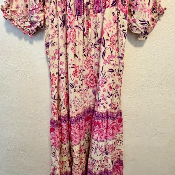 Shareen Collections Australia Boho Pink/Purple Floral Maxi  Summer Dress 10 - Picture 4 of 12